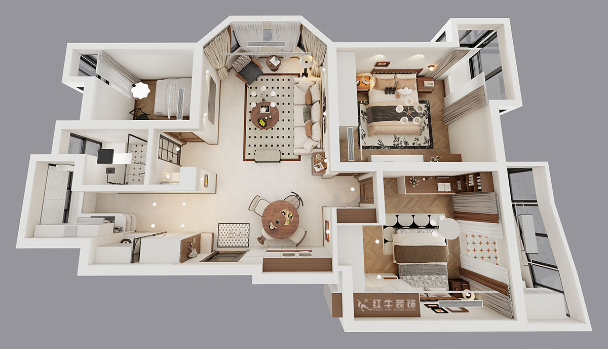 顾娟｜大地豪庭2幢301室-95㎡-中古风｜3室2厅1卫｜旧房装修｜定制家｜全包12